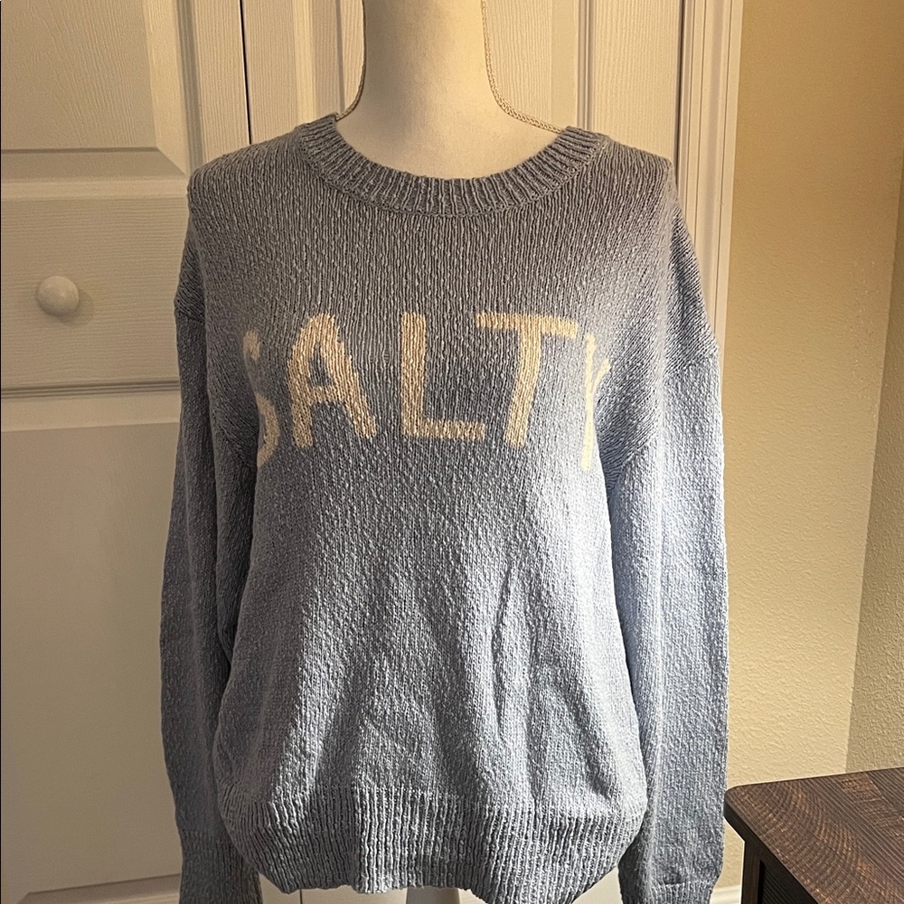 Z Supply Light Blue 'Salty' Crew Neck Sweater